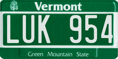 VT license plate LUK954