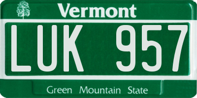 VT license plate LUK957