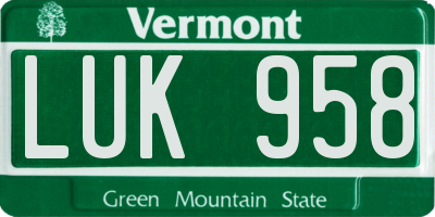 VT license plate LUK958
