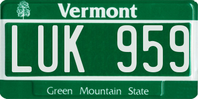 VT license plate LUK959