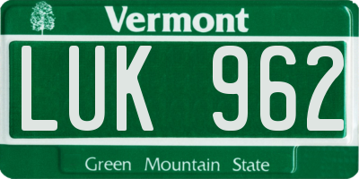 VT license plate LUK962