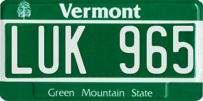 VT license plate LUK965