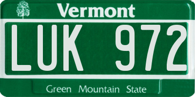 VT license plate LUK972