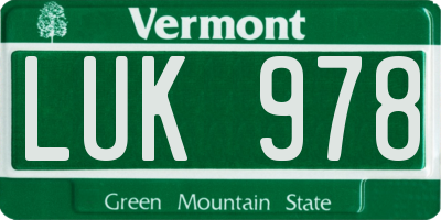 VT license plate LUK978