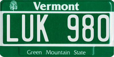 VT license plate LUK980