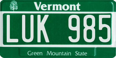 VT license plate LUK985
