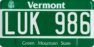 VT license plate LUK986