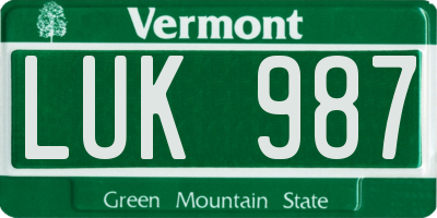 VT license plate LUK987