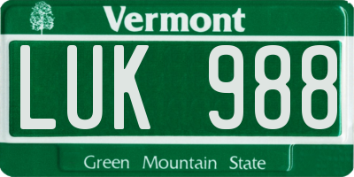 VT license plate LUK988