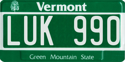 VT license plate LUK990