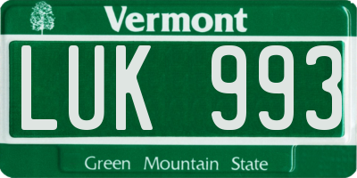 VT license plate LUK993
