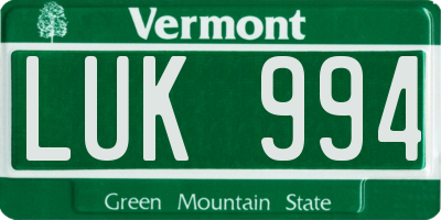 VT license plate LUK994