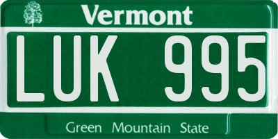 VT license plate LUK995
