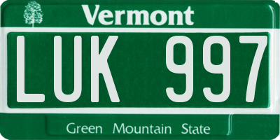 VT license plate LUK997