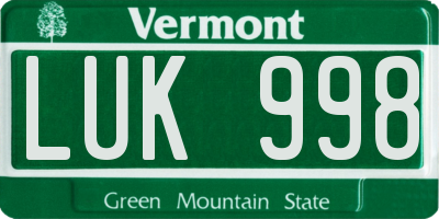 VT license plate LUK998