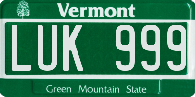 VT license plate LUK999