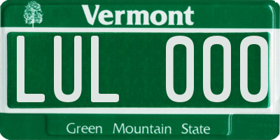 VT license plate LUL000