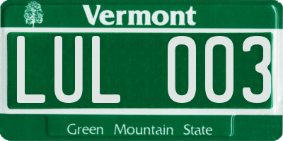 VT license plate LUL003