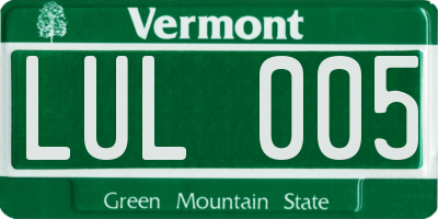 VT license plate LUL005
