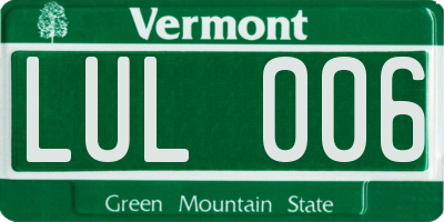 VT license plate LUL006