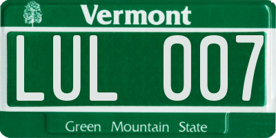 VT license plate LUL007