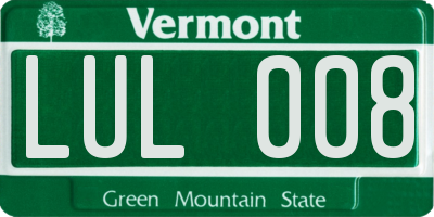 VT license plate LUL008