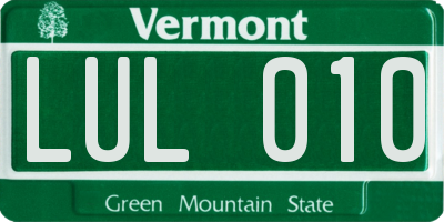 VT license plate LUL010