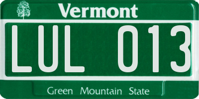 VT license plate LUL013