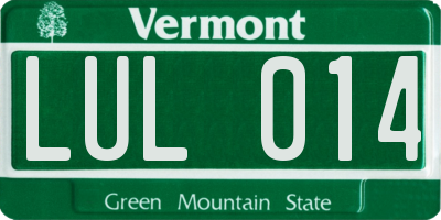 VT license plate LUL014