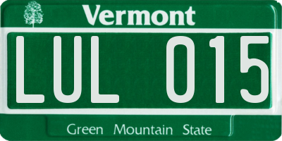 VT license plate LUL015
