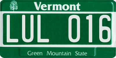 VT license plate LUL016