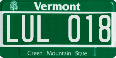 VT license plate LUL018