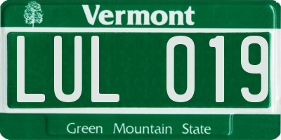 VT license plate LUL019