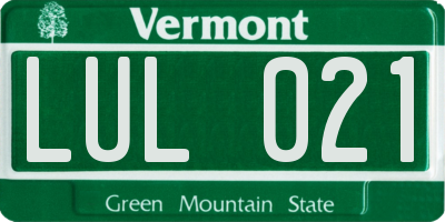VT license plate LUL021