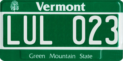 VT license plate LUL023