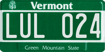 VT license plate LUL024