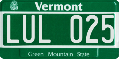VT license plate LUL025