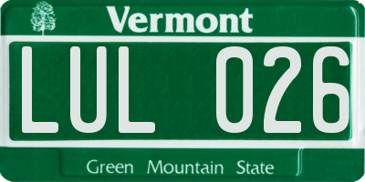 VT license plate LUL026