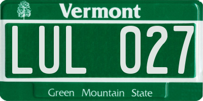 VT license plate LUL027