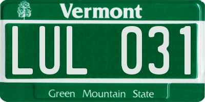 VT license plate LUL031