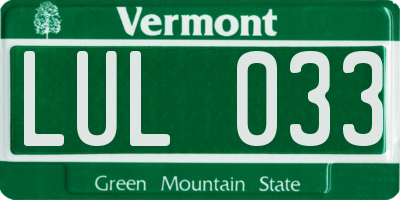 VT license plate LUL033