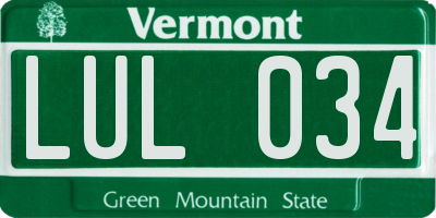 VT license plate LUL034
