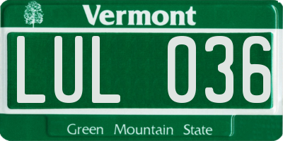 VT license plate LUL036