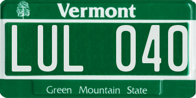 VT license plate LUL040