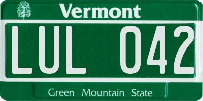 VT license plate LUL042