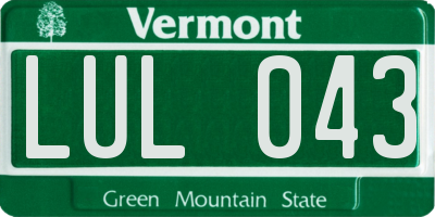 VT license plate LUL043