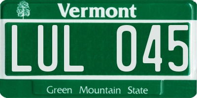 VT license plate LUL045