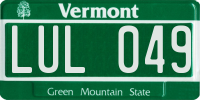 VT license plate LUL049