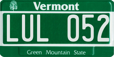 VT license plate LUL052