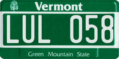 VT license plate LUL058